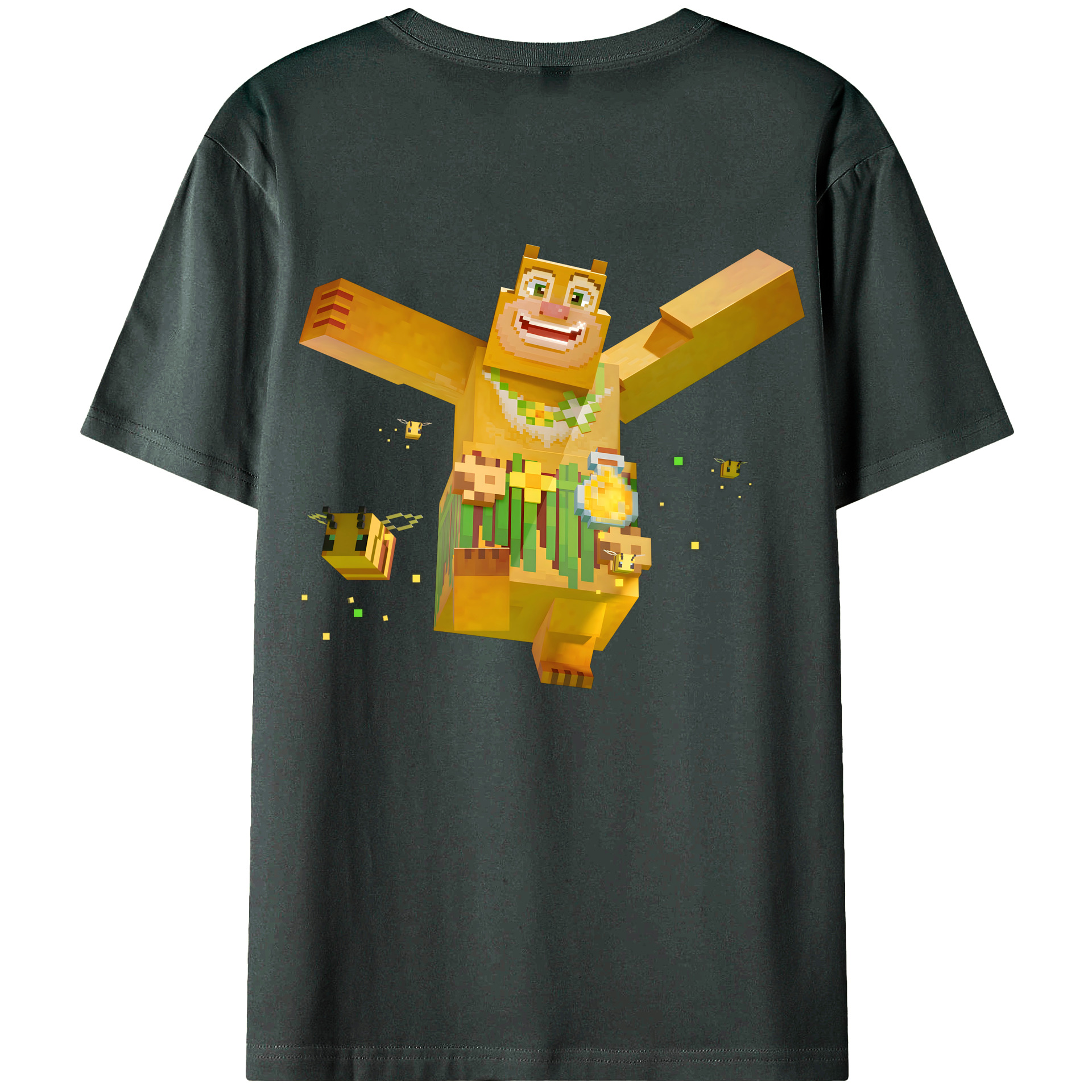 （画像用） マインクラフト ブロックの世界 Minecraft MC Block world 綿100％ メンズ半袖Tシャツ（バックプリント） 通気性